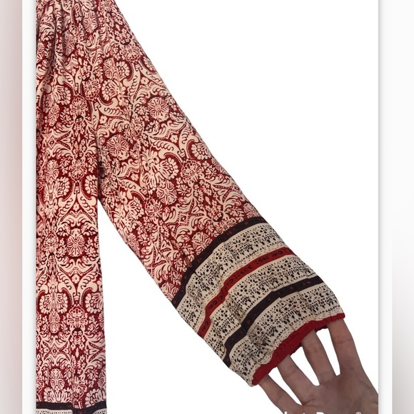 Ava Christine V-Neck Tunic Peasant Boho Flowy 3/4 Sleeve Multicolor Size Lg - Picture 9 of 14